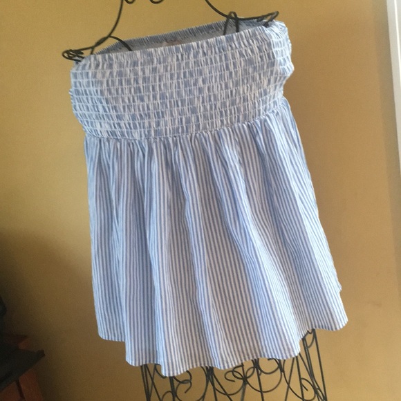 Shirt Top Off Shoulder Blue striped NWT Loft Sz M - Picture 2 of 5